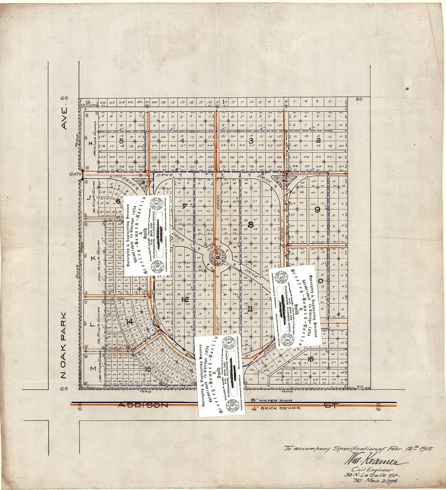 Chicago Antique MAP: Rosemont Park Cemetery/ZION GARDENS/Rosemont Cemetery +docs Без бренда - фотография #4