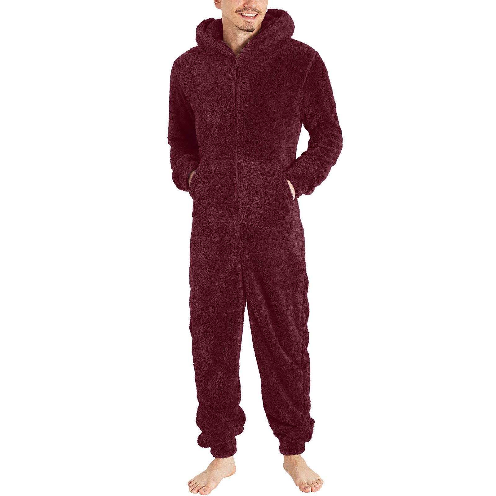 Men Artificial Wool Long Sleeve Pajamas Casual Jumpsuit Pants for Men Formal Unbranded Does Not Apply - фотография #18