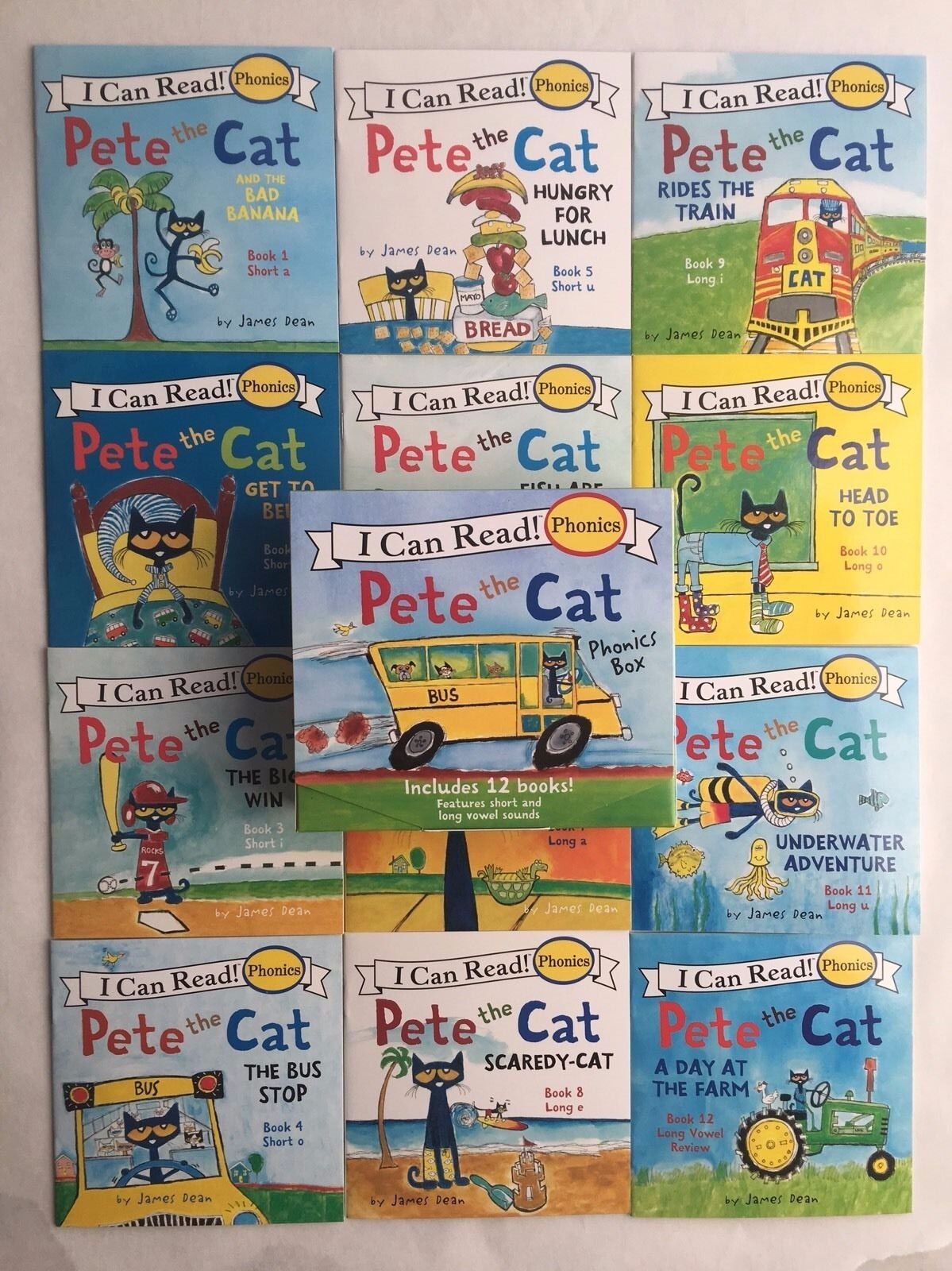 Pete the Cat Childrens Kids Books Phonics I Can Read Box Gift Set Lot 12 Без бренда