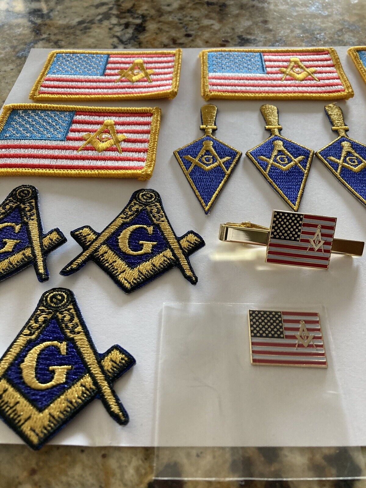 masonic embroidered patches American Flag, Trowel, S&C and Pin Badges    Без бренда - фотография #2