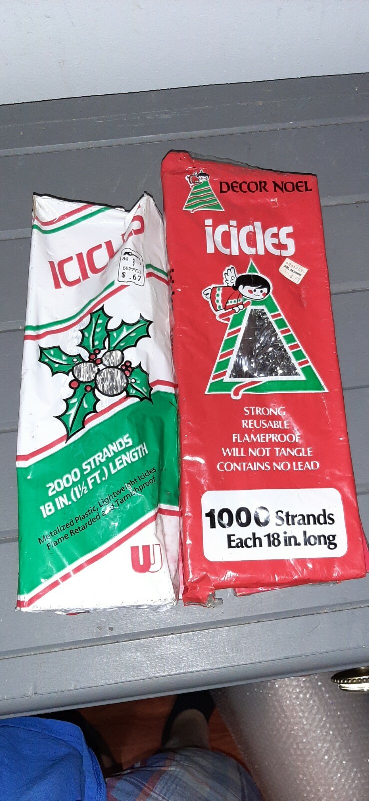 Vintage Tinsel Icicles Lot Of 4 New In Box For Christmas Tree 5000 Strands National - фотография #3