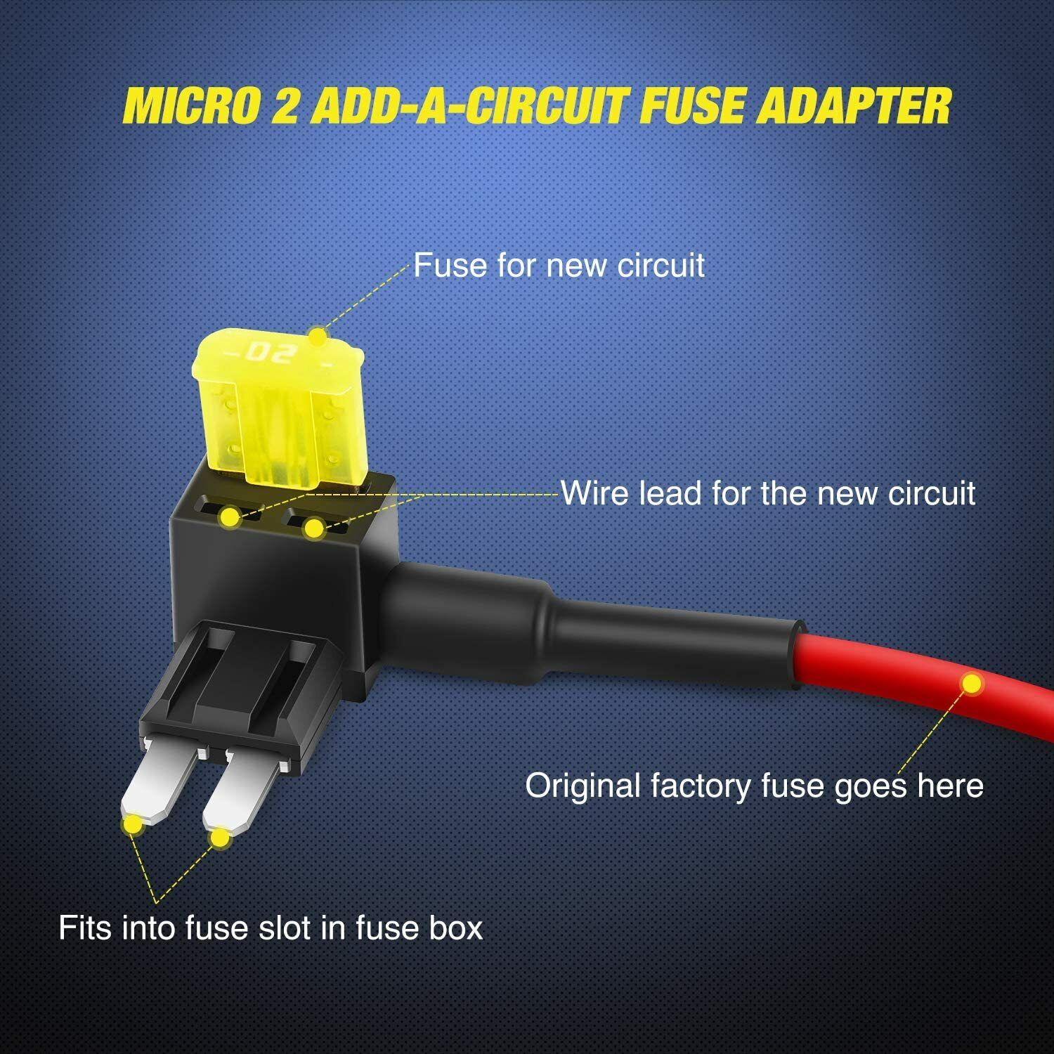 Nilight 10Pack Micro 2 Fuse TAP 12V Car Add a Circuit ATR Blade 20A Fuse Adapter Nilight 50058R - фотография #3