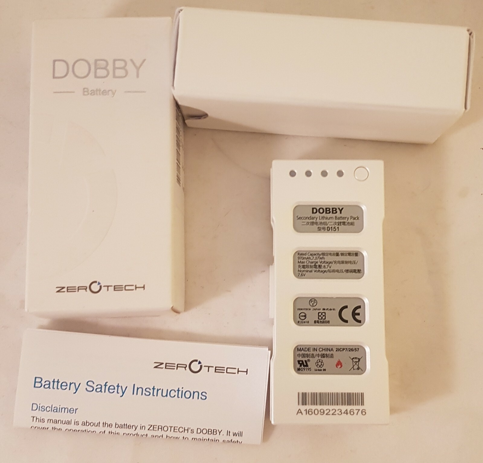 LOT 3! OEM Zerotech Dobby Pocket Selfie Drone Battery Pack D151 7.6V Original ZEROTECH D151 - фотография #3