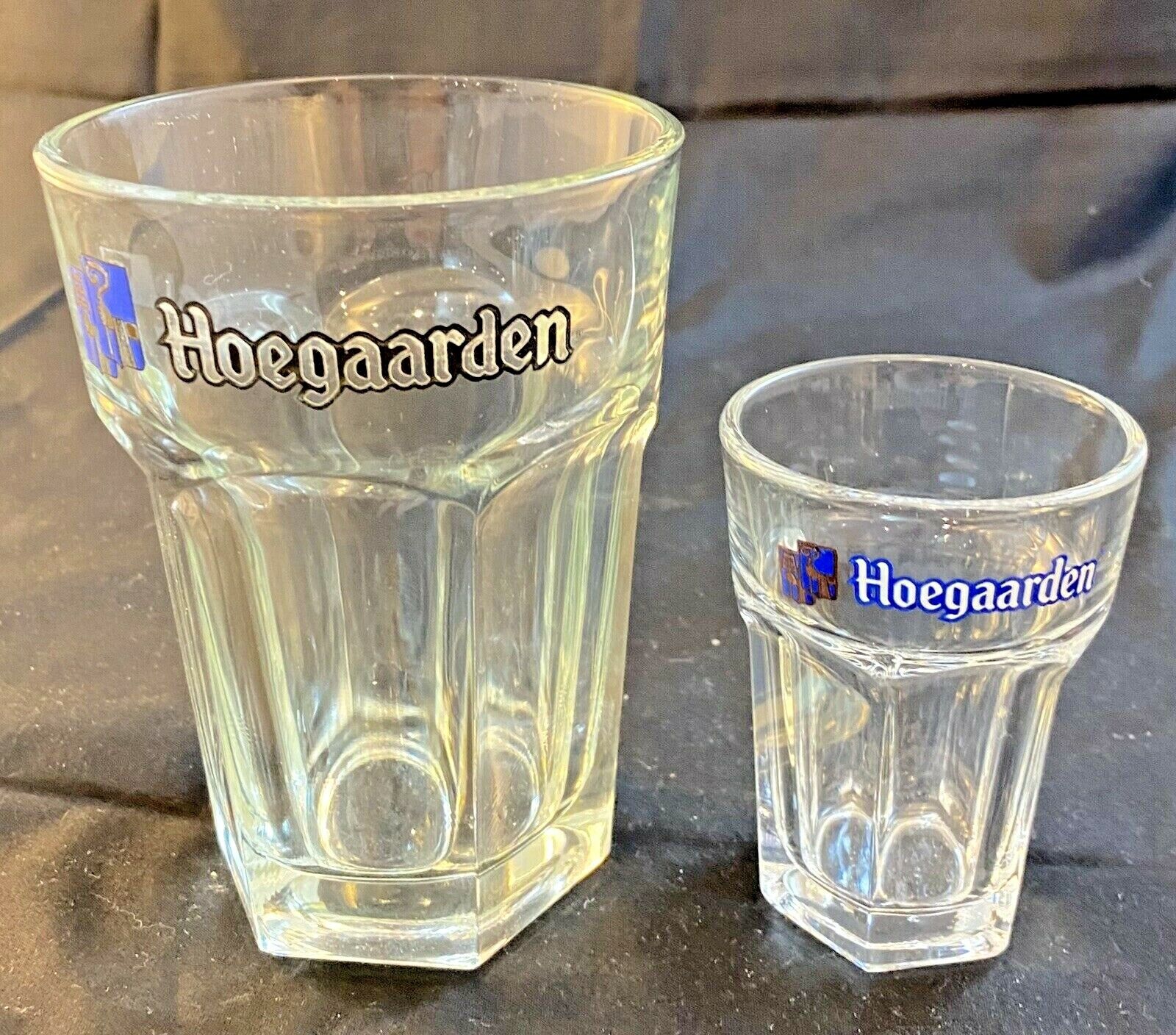 VINTAGE Beer Glasses 1- 16 oz. & 4- 5 oz. HOEGAARDEN 6-Sided Clear 5-Piece Set hoegaarden - фотография #3
