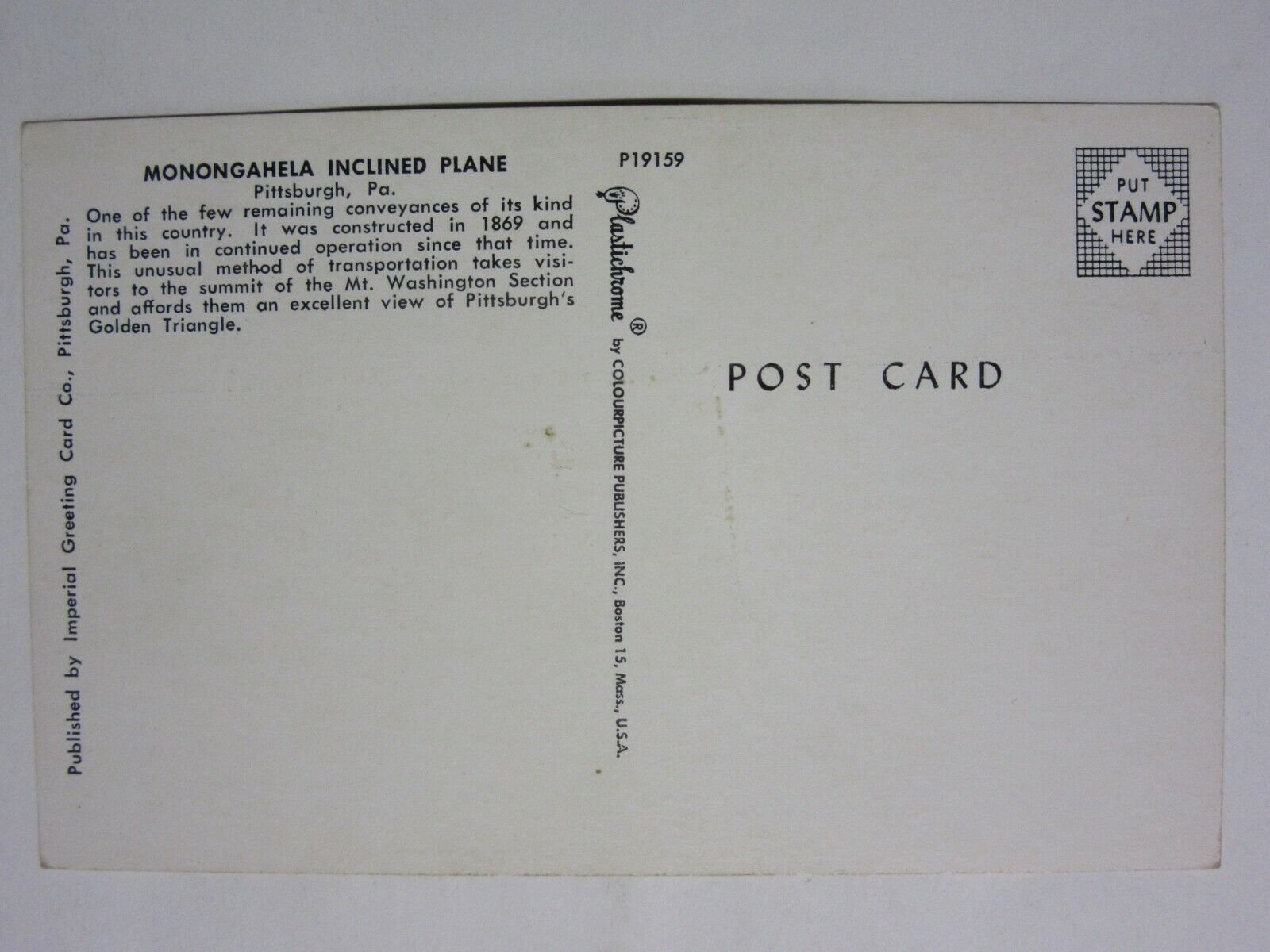 Lot of 3 Monongahela Incline Items 2 Unused Post Cards & 1980 Flyer Pittsburgh Без бренда - фотография #7