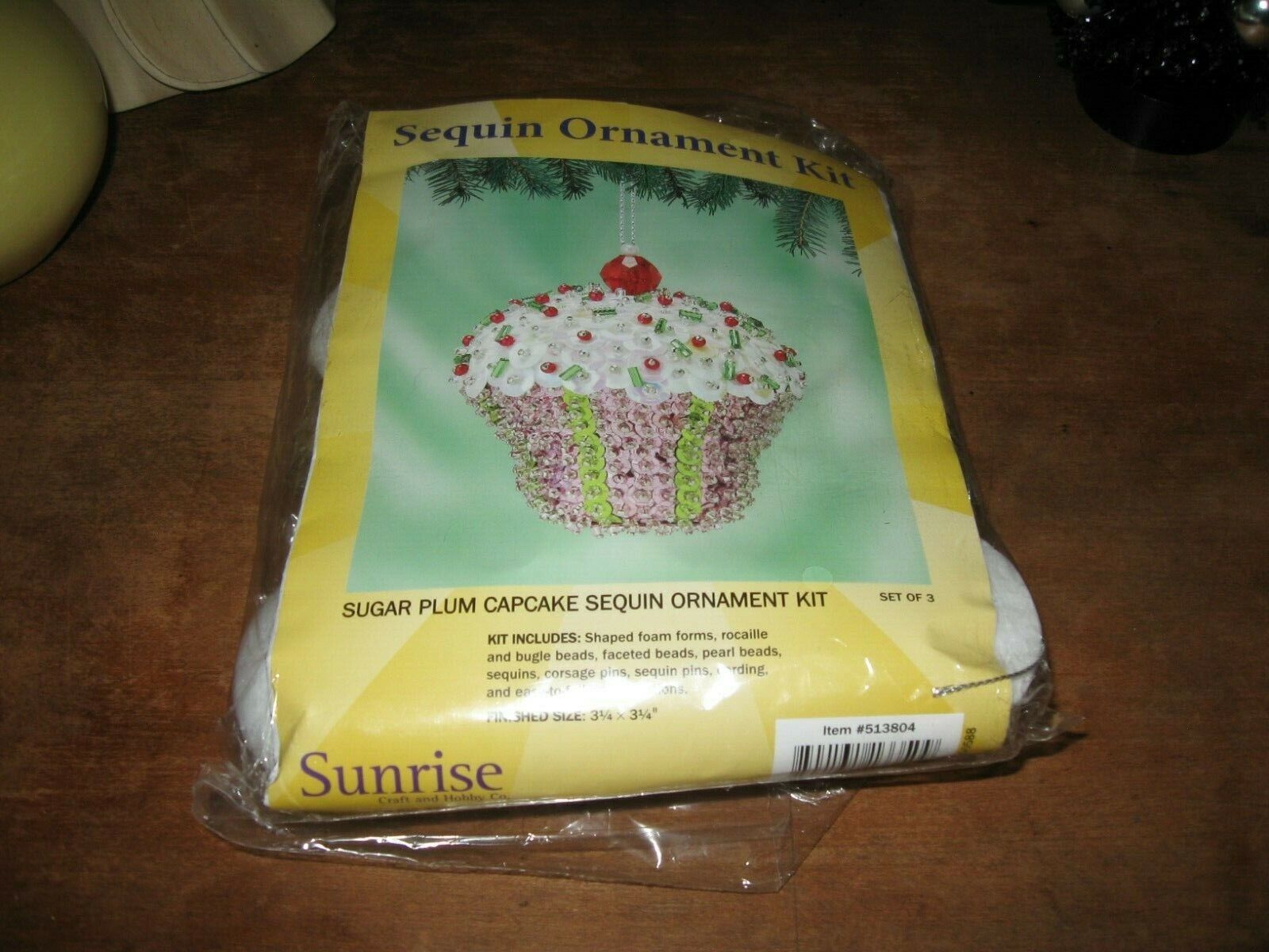 Sunrise Craft and Hobby Co. Sugar Plum Cupcake Sequin Ornament Kit - Set of 3 Sunrise Craft and Hobby Co.