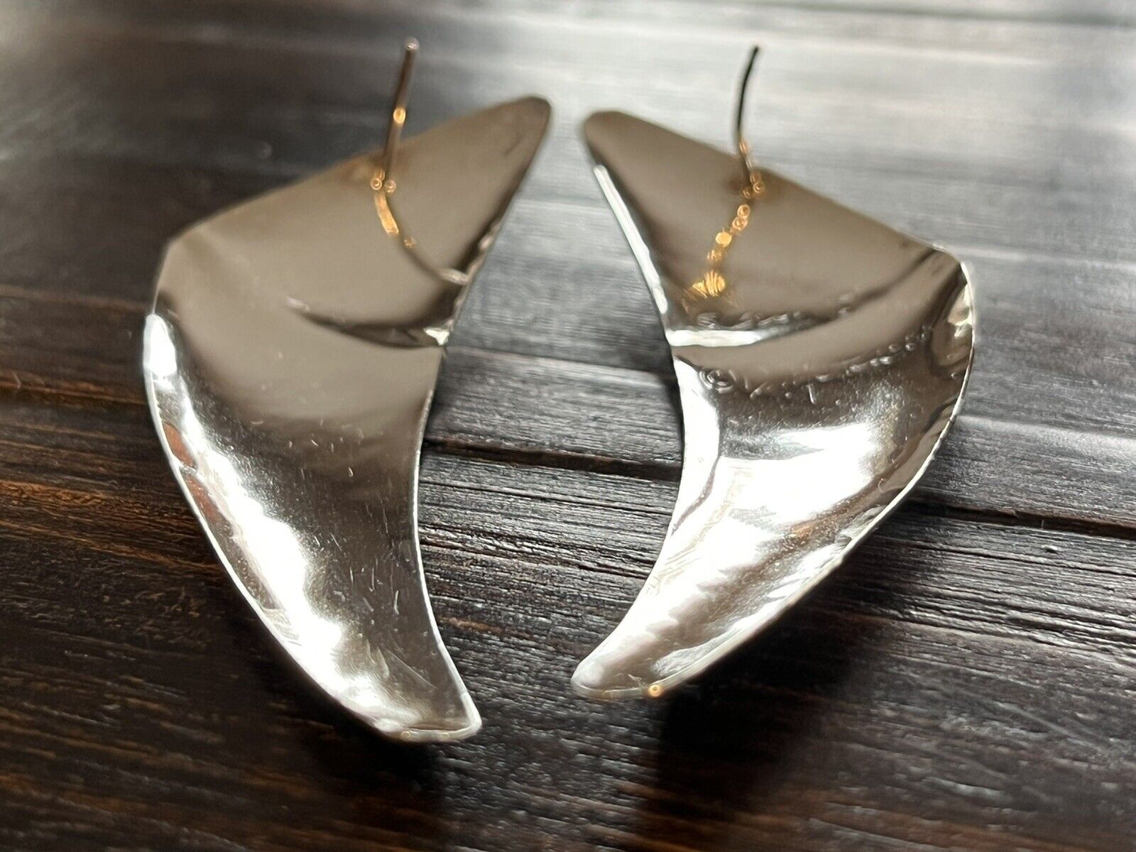 Vtg. Modernist Artist Donna McAfee Signed .925 Silver Earrings 1989, Prototype?! STERLING - фотография #11