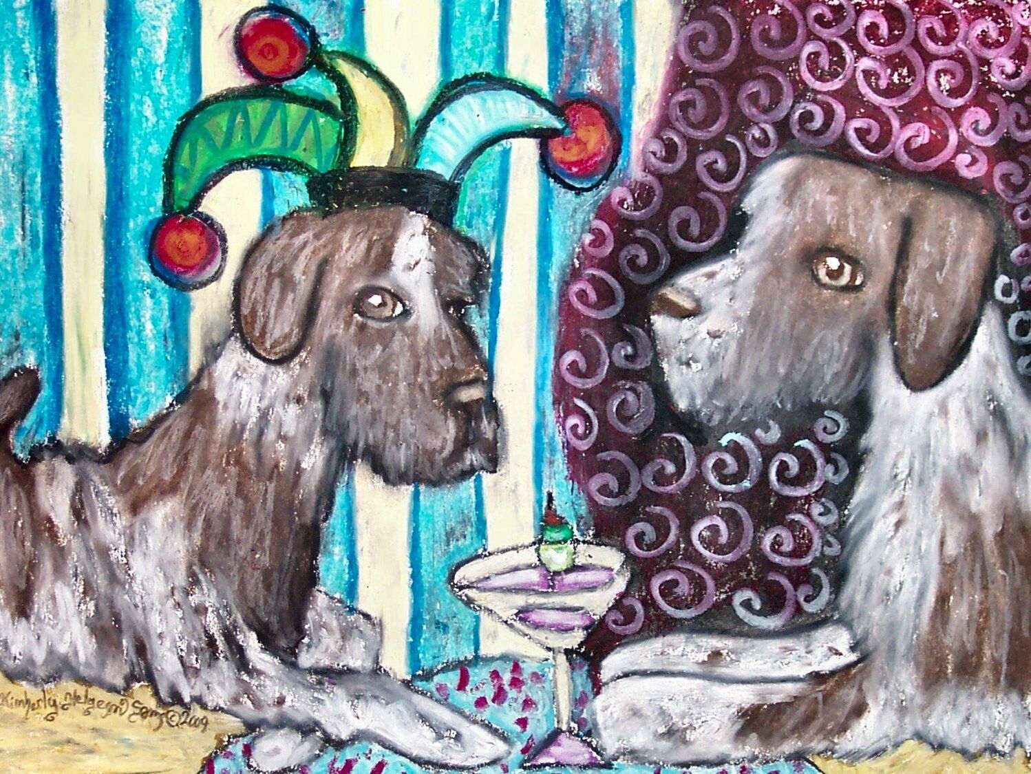 German Wirehaired Pointer Signed Art Print Artist KSams 8.5 x 11 Dog Collectible Без бренда