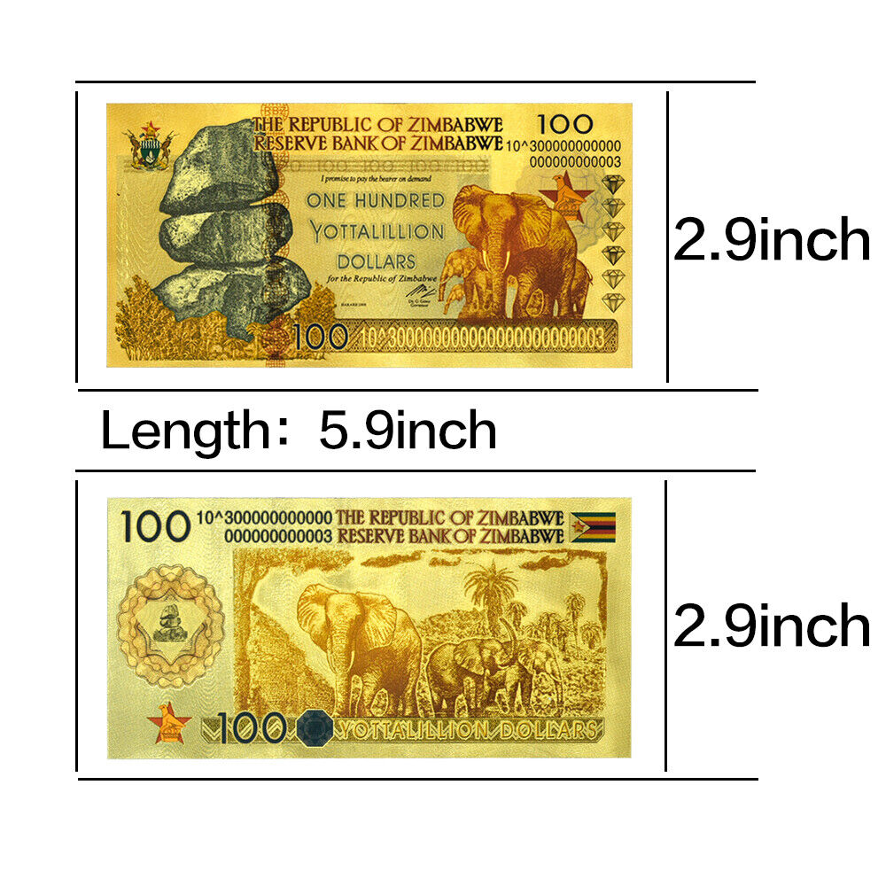 100pcs/lot Zimbabwe Gold Banknotes One Hundred Yottalillion Dollars Home Decor Без бренда - фотография #12