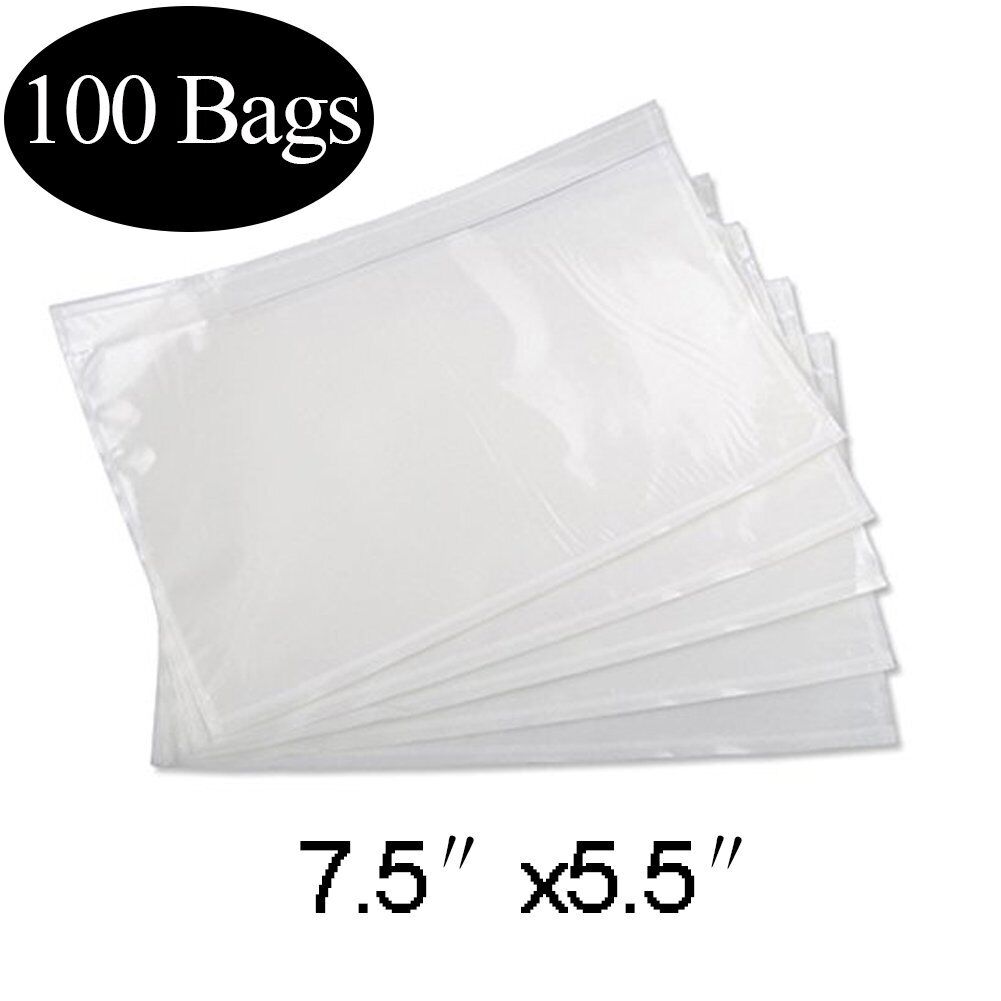 100 Packing List Pouches 7.5x5.5 Shipping Label Enclosed Envelopes Adhesive Unbranded Does not apply