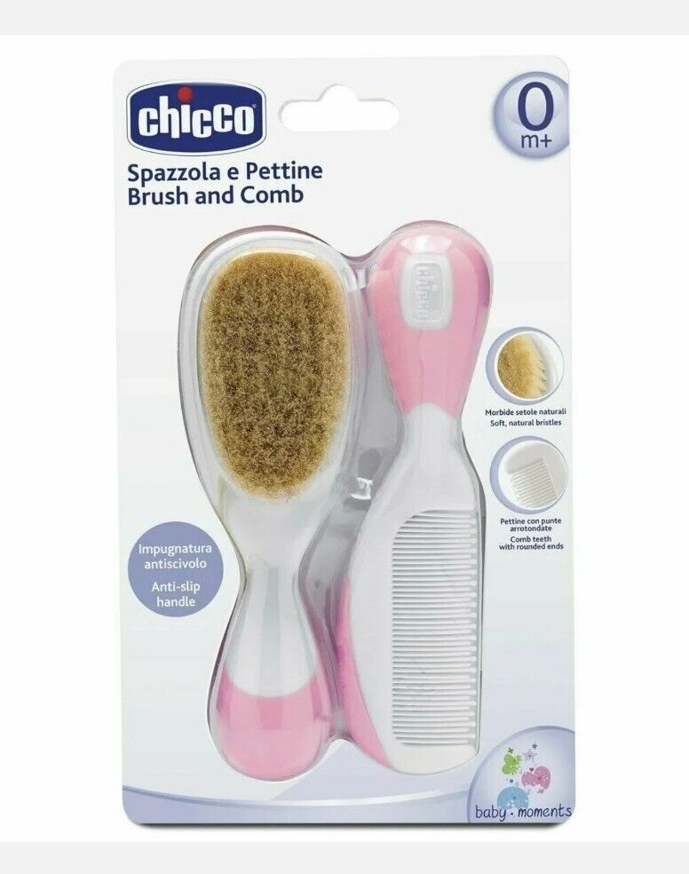 Chicco Baby Brush & Comb (Pink) | 0 month+ Babies Soft brush with Safe Hygiene Chicco Does Not Apply