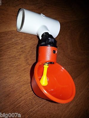 2 Automatic Poultry or Game Bird Water Cups with 1/2" PVC Tee Game Bird Supply - фотография #2