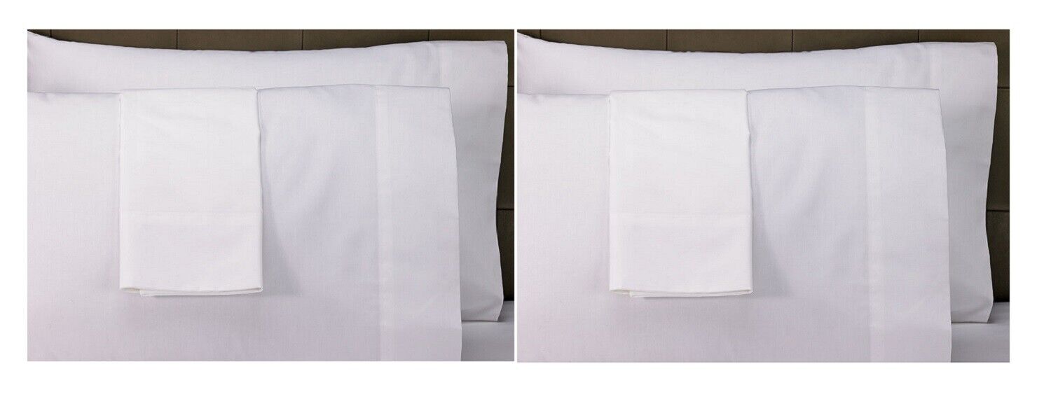 6 Queen Pillowcases 23" X 33" White Thread Count 250 Hotel Pillow Case Starwood by Sobel Westex PCSTR2333.250