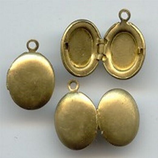 6 PIECES VINTAGE PATINA BRASS 12x10mm. OVAL SMOOTH PENDANT CHARM LOCKETS 5104 Unbranded