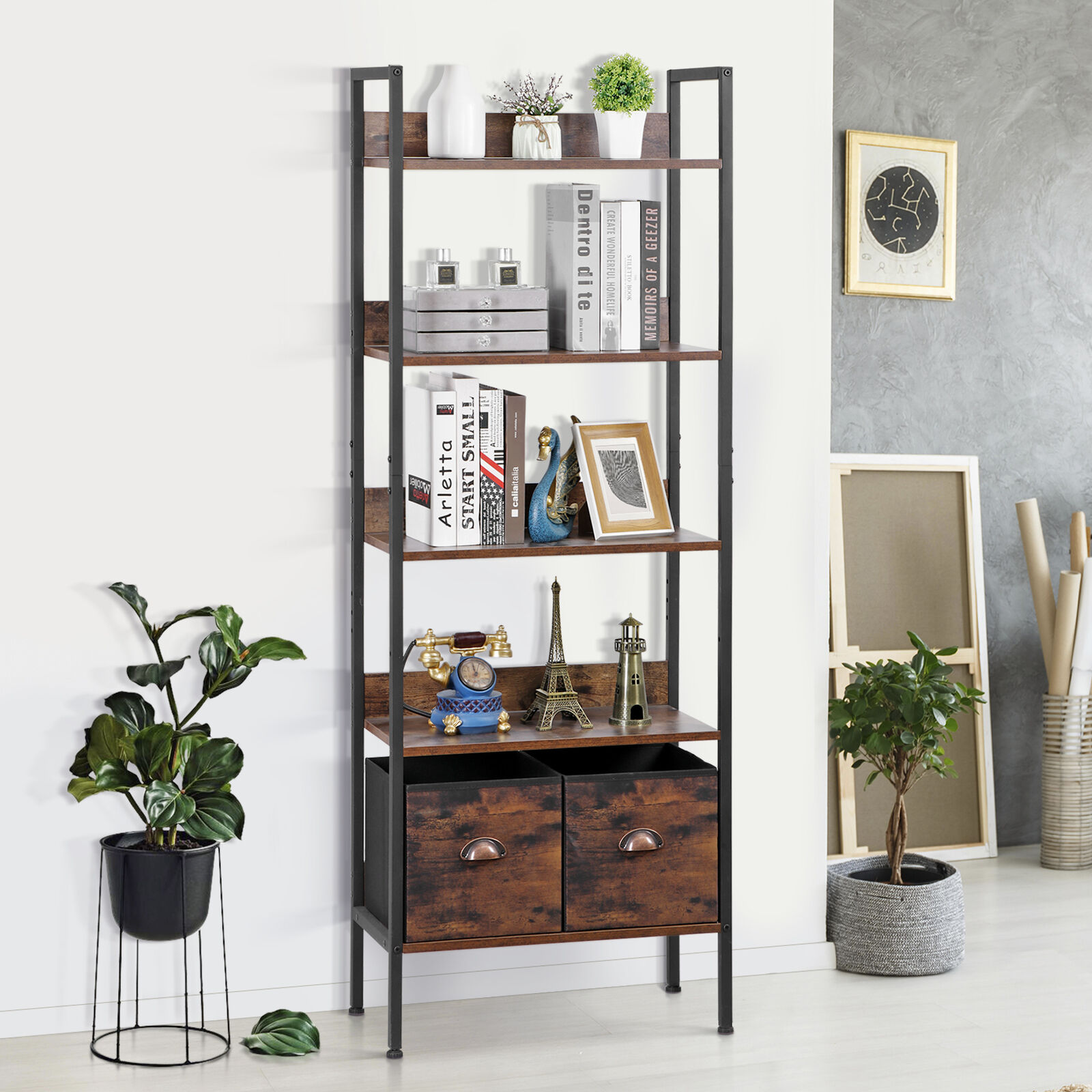 5 Tier Bookshelf Bookcase Display Stand Organizer for Bedroom Living Room Office Segawe H01-3486 - фотография #7