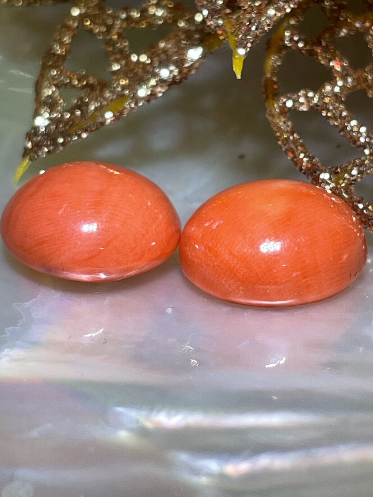  19.15ctw Loose Pair Vintage Pacific Momo Coral Salmon-Red Color 14.0mm Round  Без бренда