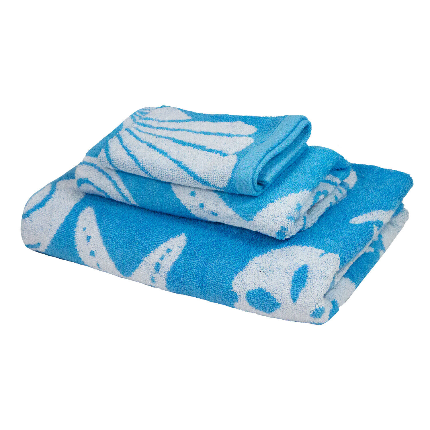 3 Piece Bathroom Towel Set - Seashell Ocean Beach Pattern - Color Options - Soft Arkwright