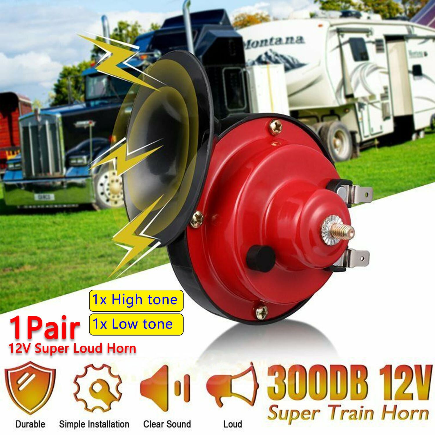 1Pair 12V Universa Super Loud car Horn for motorcycle speedboat family car Unbranded