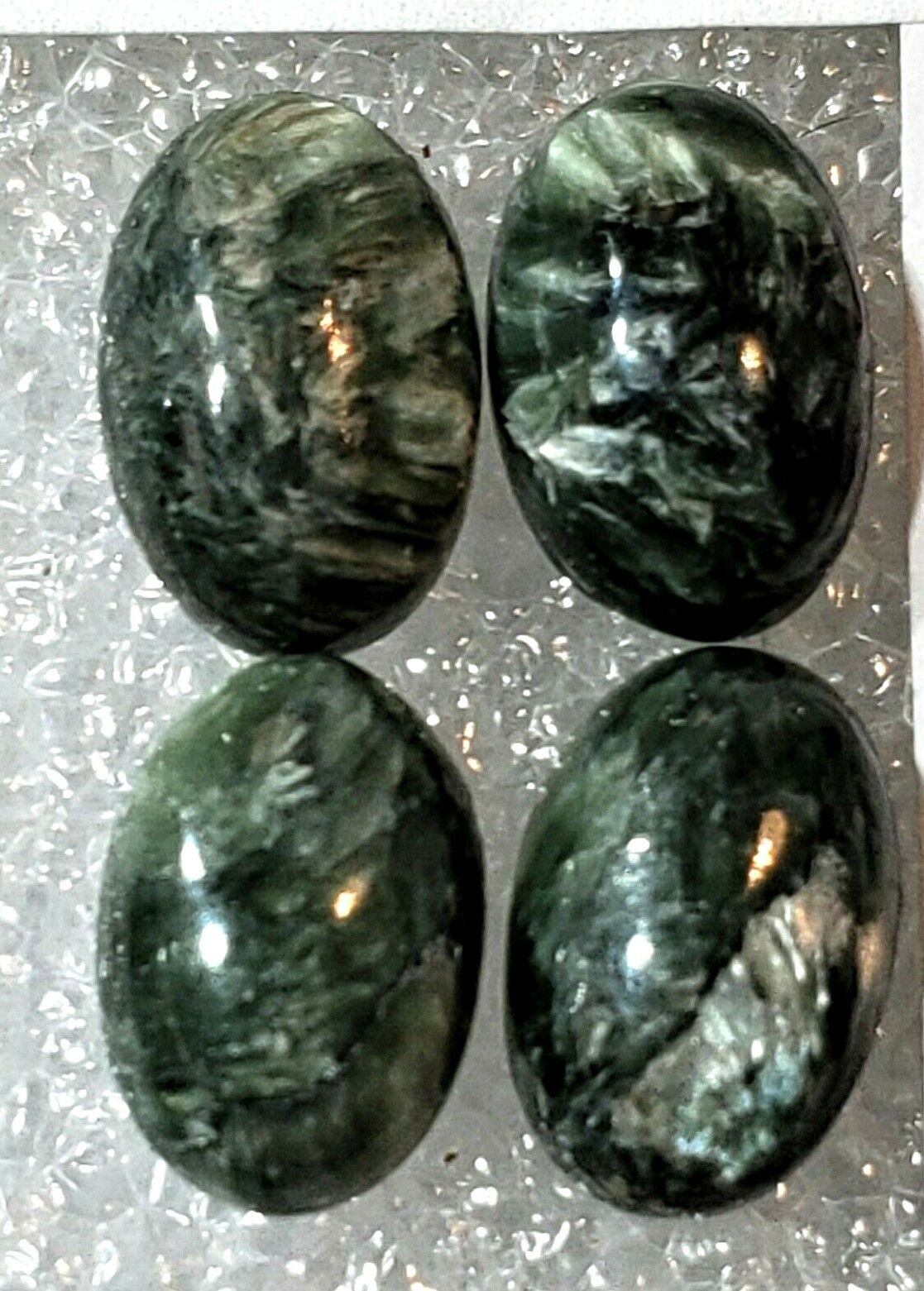  Metaphysical Angel Stone seraphinite 4 oval cabochons size 10 x 14 mm  Без бренда