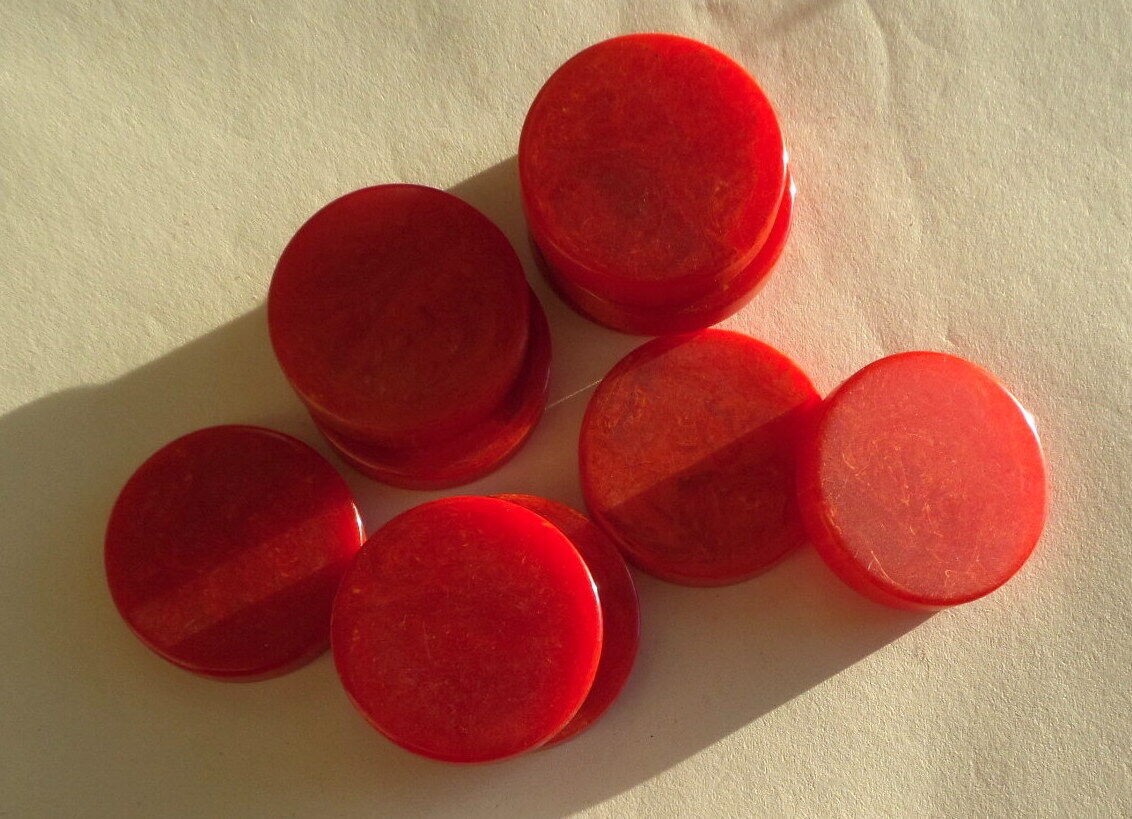 LOT 10 CATALIN Backgammon Red Marbeized 30mm x 5mm Thick (1.1/8 in) by Bakelite Без бренда - фотография #6