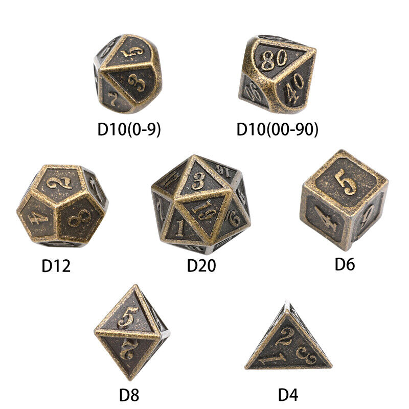 7Pcs/set Antique Metal Polyhedral Dice DND RPG MTG Role Playing Game With Box Unbranded Does not apply - фотография #8