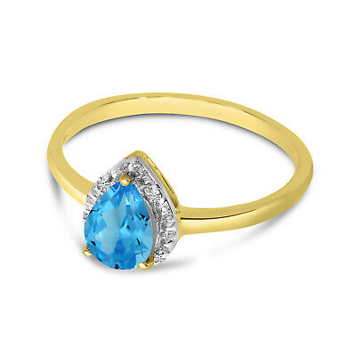 14k Yellow Gold Pear Blue Topaz And Diamond Ring Direct-Jewelry - фотография #3