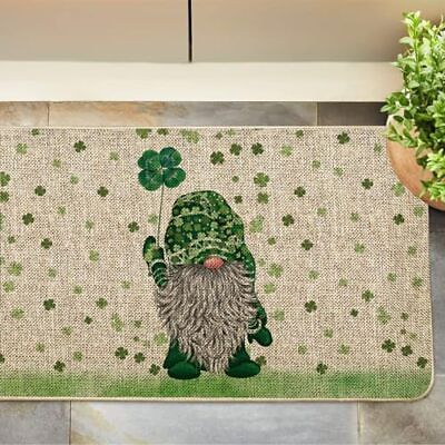  St Patricks Day Door Mat Green Gnome Lucky Sharmrock Rug Farmhouse Kitchen  Does not apply Does Not Apply - фотография #5