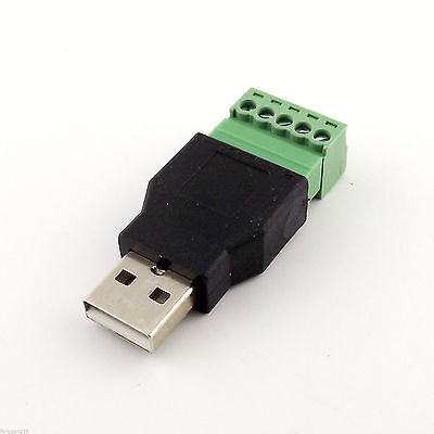 1x USB 2.0 Type A Male to 5 Pin Screw w/ Shield Terminal Plug Adapter Connector Unbranded/Generic Does Not Apply - фотография #4