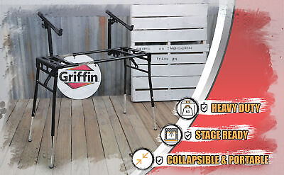 Keyboard Stand DJ Workstation Table Top Piano Holder 2-Tier Double Studio Mount Griffin MD-XX-396A - фотография #11