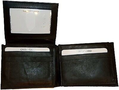 Lot of 3. Man's Wallet. Bi fold Leather Wallet 12 Credit Cards 2 IDs Suede lined Unbranded - фотография #4