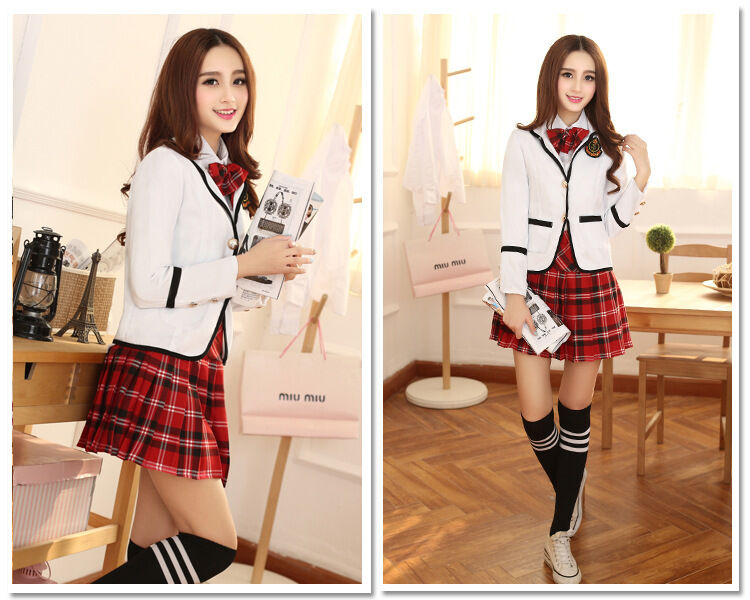 Korean Japanese School Girl Student Uniform w/Suit Jacket Cosplay Costume Size S Unbranded - фотография #7