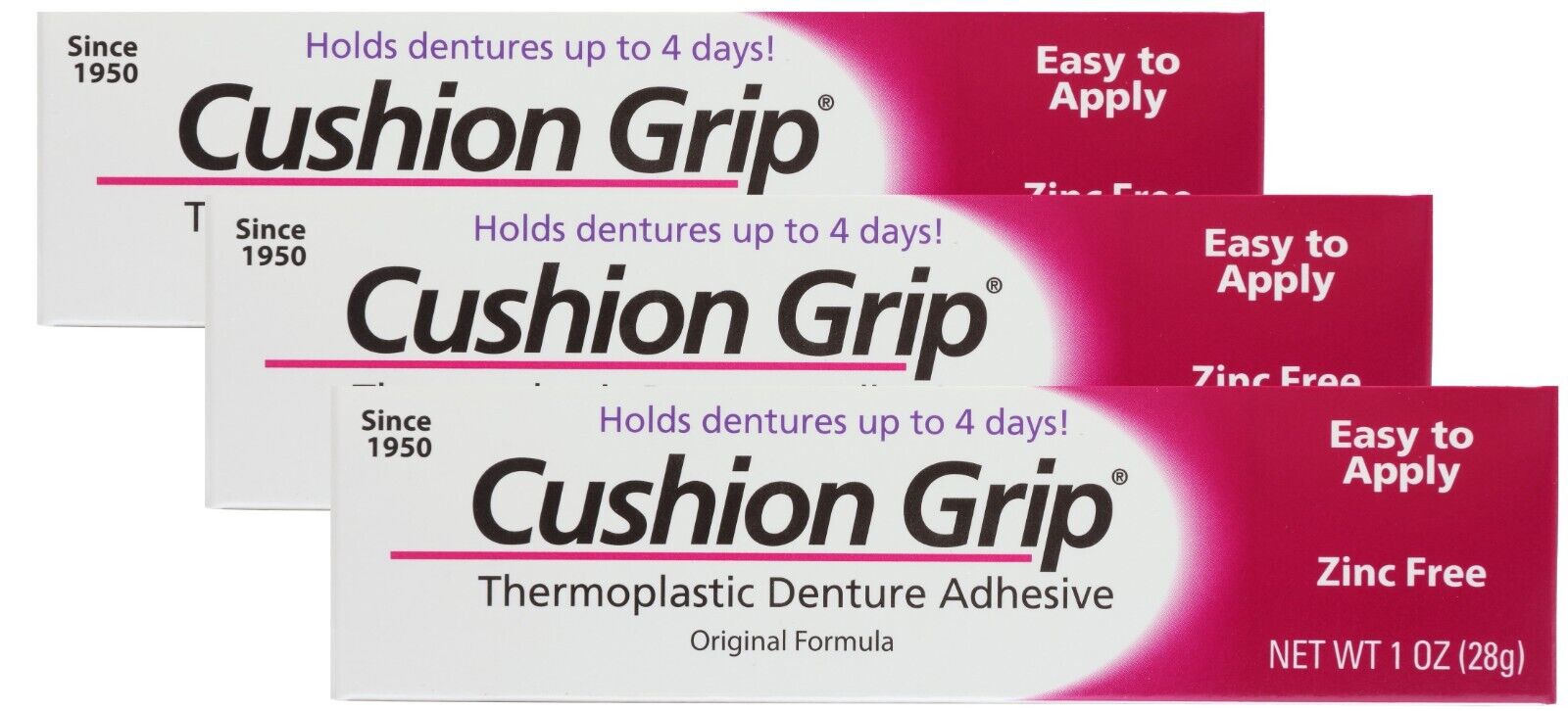 Cushion Grip Thermoplastic Denture Adhesive 1 Oz 3-Pack [Acts Like Soft Reline ] Cushion Grip GH-WOV7-7YZ6