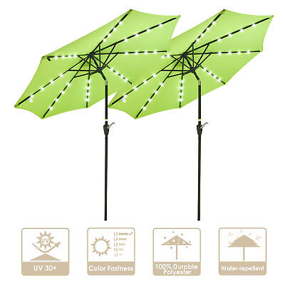 2 Pack of 9ft Solar Power Patio Umbrella 8 Ribs LED Outdoor Crank Tilt Sunshade Apluschoice 07UMB005-9ALLED-B04X2 - фотография #3