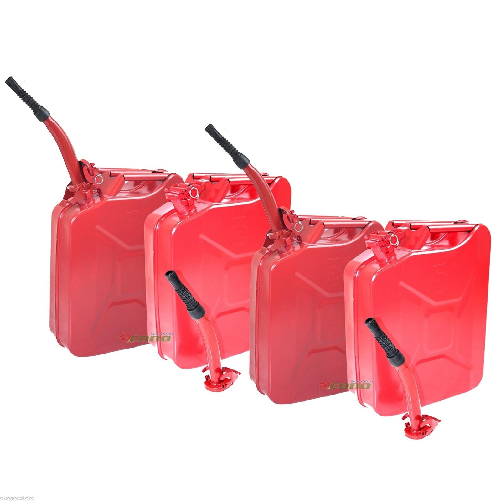 Lot 4 RED 5 Gallon Jerry Can Gasoline Steel Tank Military Style Storage Can Unbranded/Generic Does Not Apply