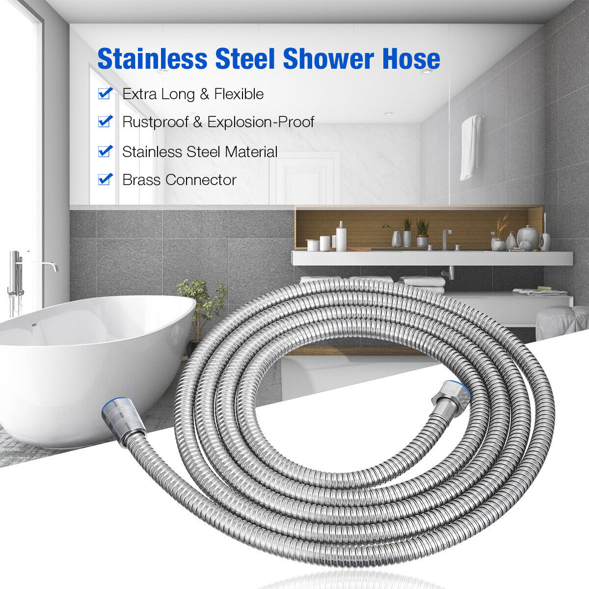 10FT Shower Head Hose Handheld Extra Long Stainless Steel Bathroom Flexible Tube Unbranded - фотография #6