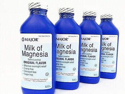 Major Milk of Magnesia Original Flavor 16oz Each -4 Pack - Exp Date 03-2024 Major