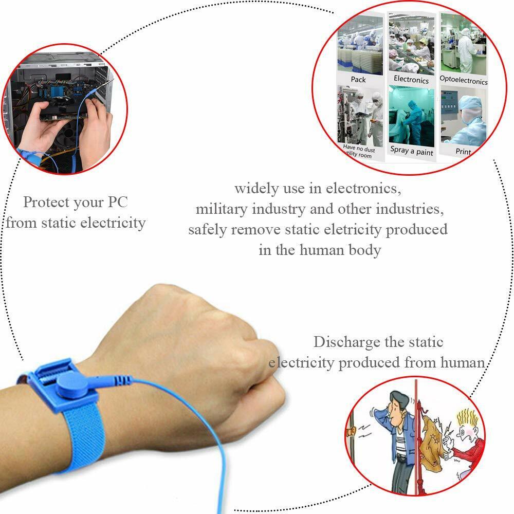 10X Anti-Static Wrist Band ESD Grounding Strap Prevents Static Build Up Blue Unbranded Does Not Apply - фотография #4