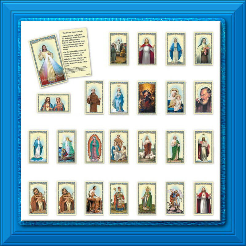 Holy Prayer Cards Lot of 25 MOST POPULAR Jesus Mary Joseph Saints Catholic Saint Без бренда