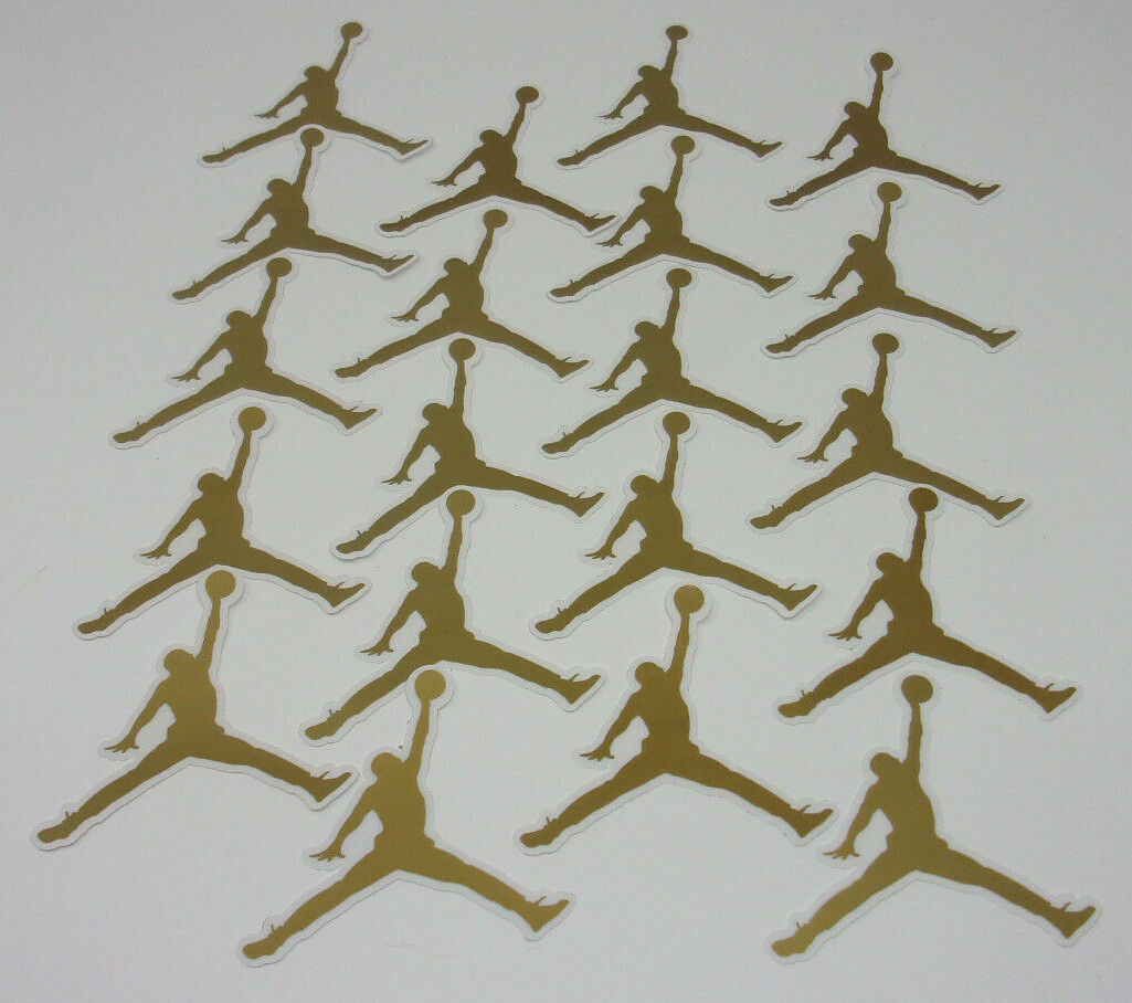 NEW Nike Air Jordan Jumpman Sticker - Color Gold - Size 3.5" Lot of 20 Authentic Nike