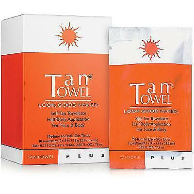 10 TanTowel Plus Half Body $28 Retail Medium to Dark Tanning Tan Towels Fresh! TanTowel TT5565, HBPL10