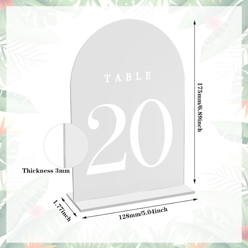 Clear Acrylic Wedding Table Numbers with Stands 11-20 Arch Table Numbers 5x7 ... Does not apply - фотография #2