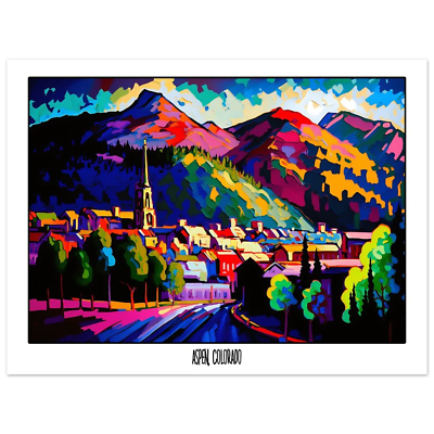 Aspen Colorado Painting Art Print Skyline Cityscape Acrylic Painting Gelato