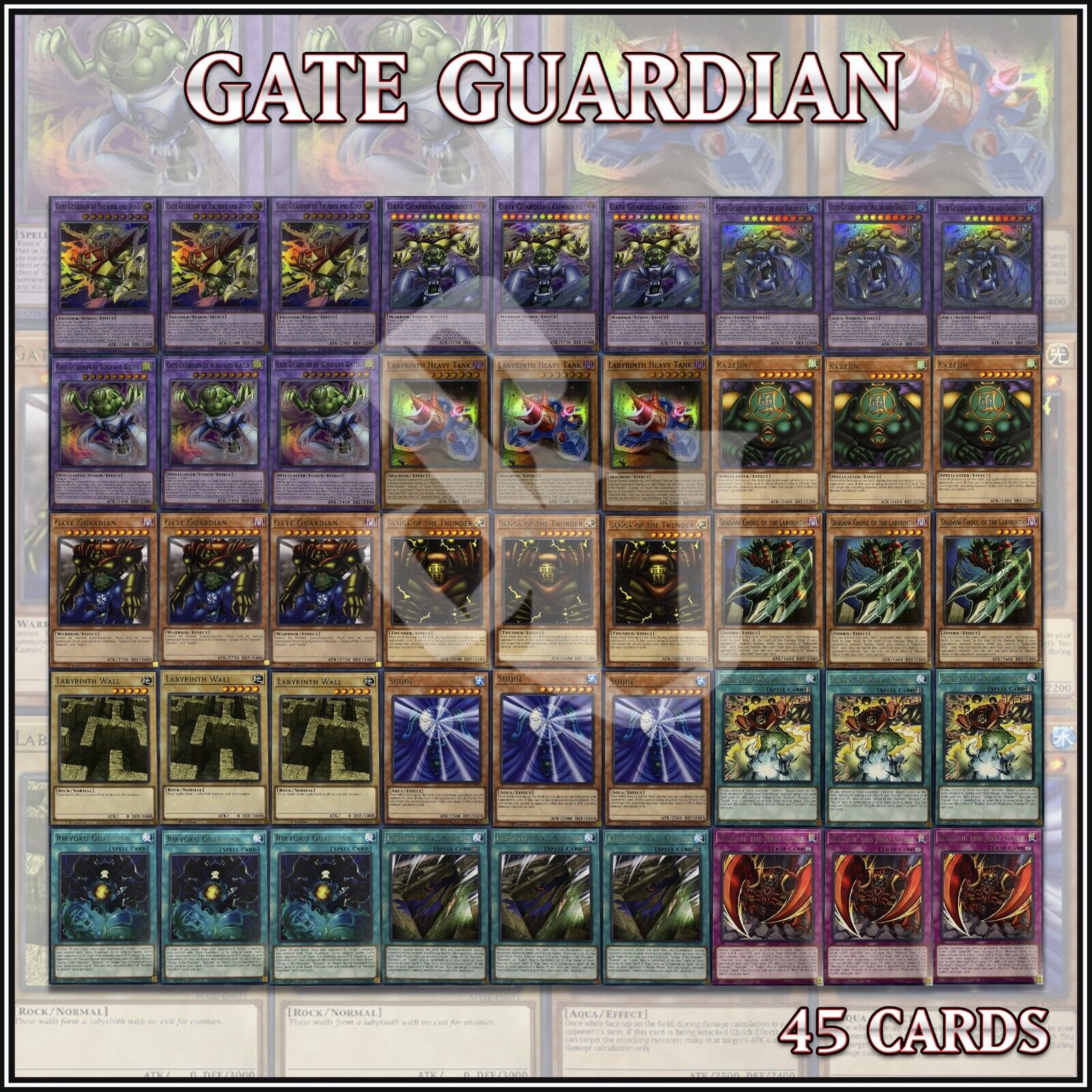 GATE GUARDIAN DECK 45 | Guardians Combined Jirai Gumo Wind Water Kazejin  YuGiOh Без бренда - фотография #2