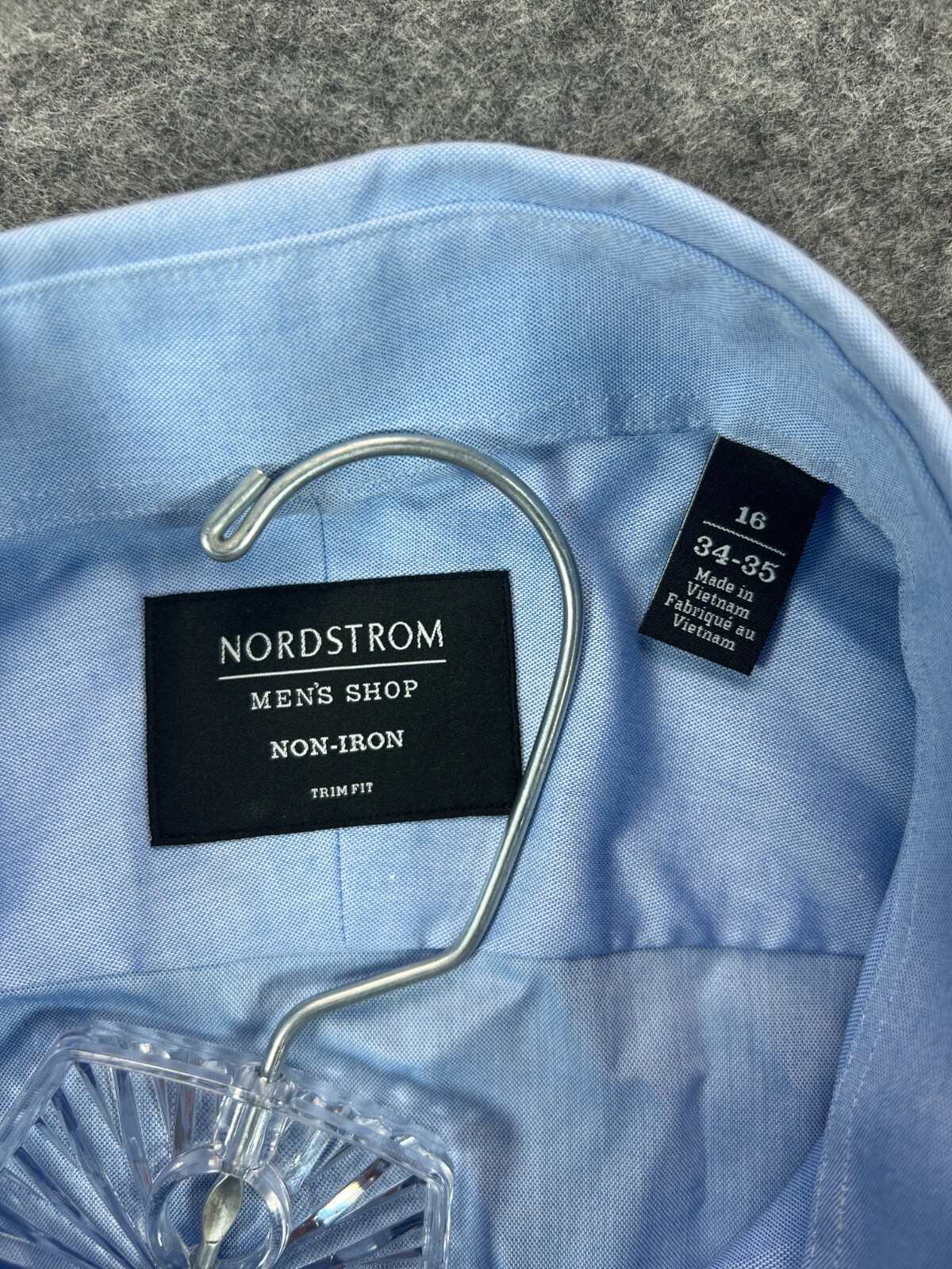 NWT Nordstrom Mens Shop Dress Shirt 16 34-35 Blue Trim Fit Non Iron Button A13 Nordstrom - фотография #10