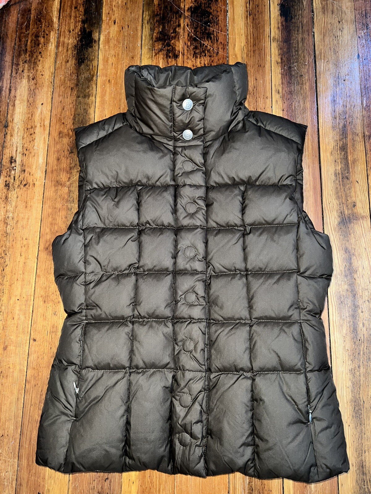 Bogner Fire Ice Down Puffer Vest Size EU 36/US 6 Brown Snap Buttons Bogner