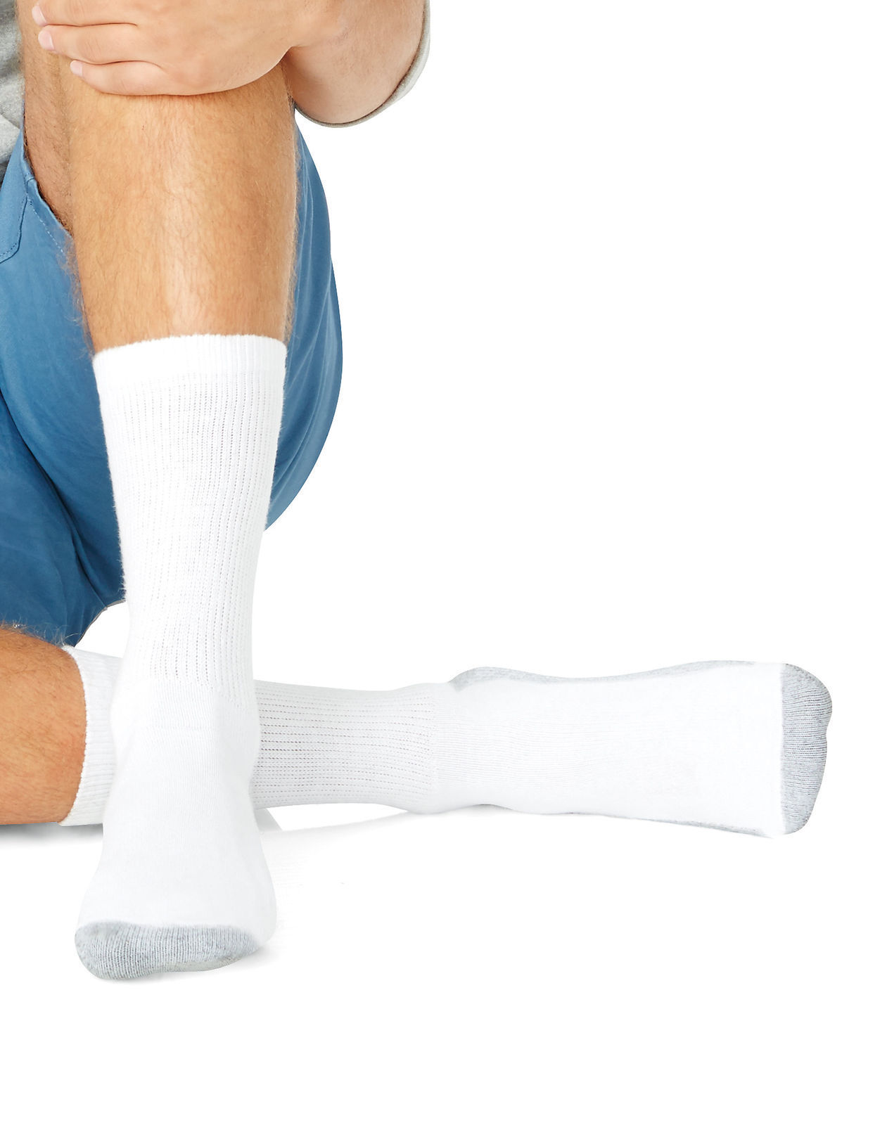 Hanes Premium Men's Crew Socks White Black Gray Socks Size:10-13/Shoe Size:6-12 Hanes - фотография #3