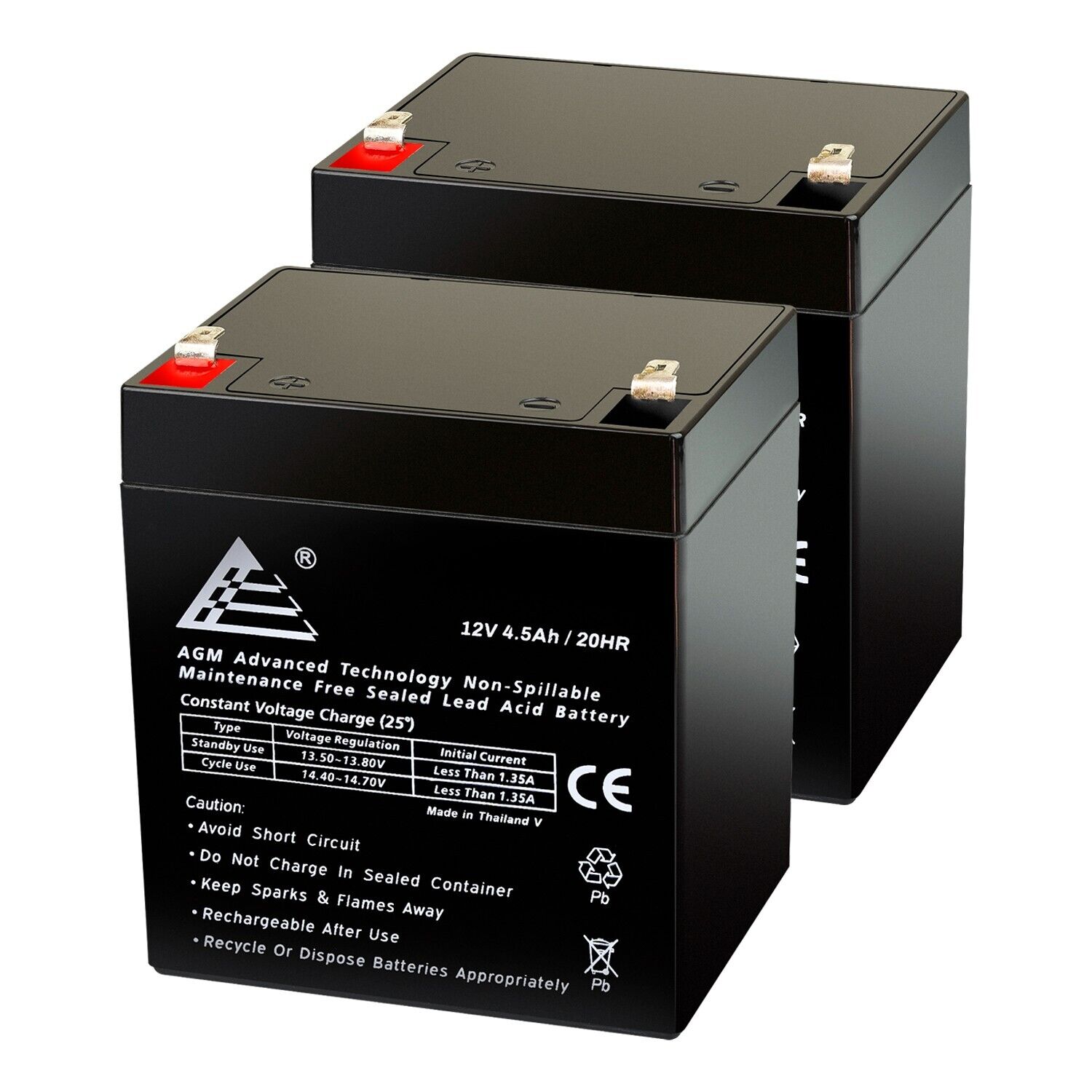 2 Pack_NEW_12V 4.5AH Sealed Lead Acid (SLA) Battery for APC UPS UB1245 eci power Q02BLHFM12_4.5-1