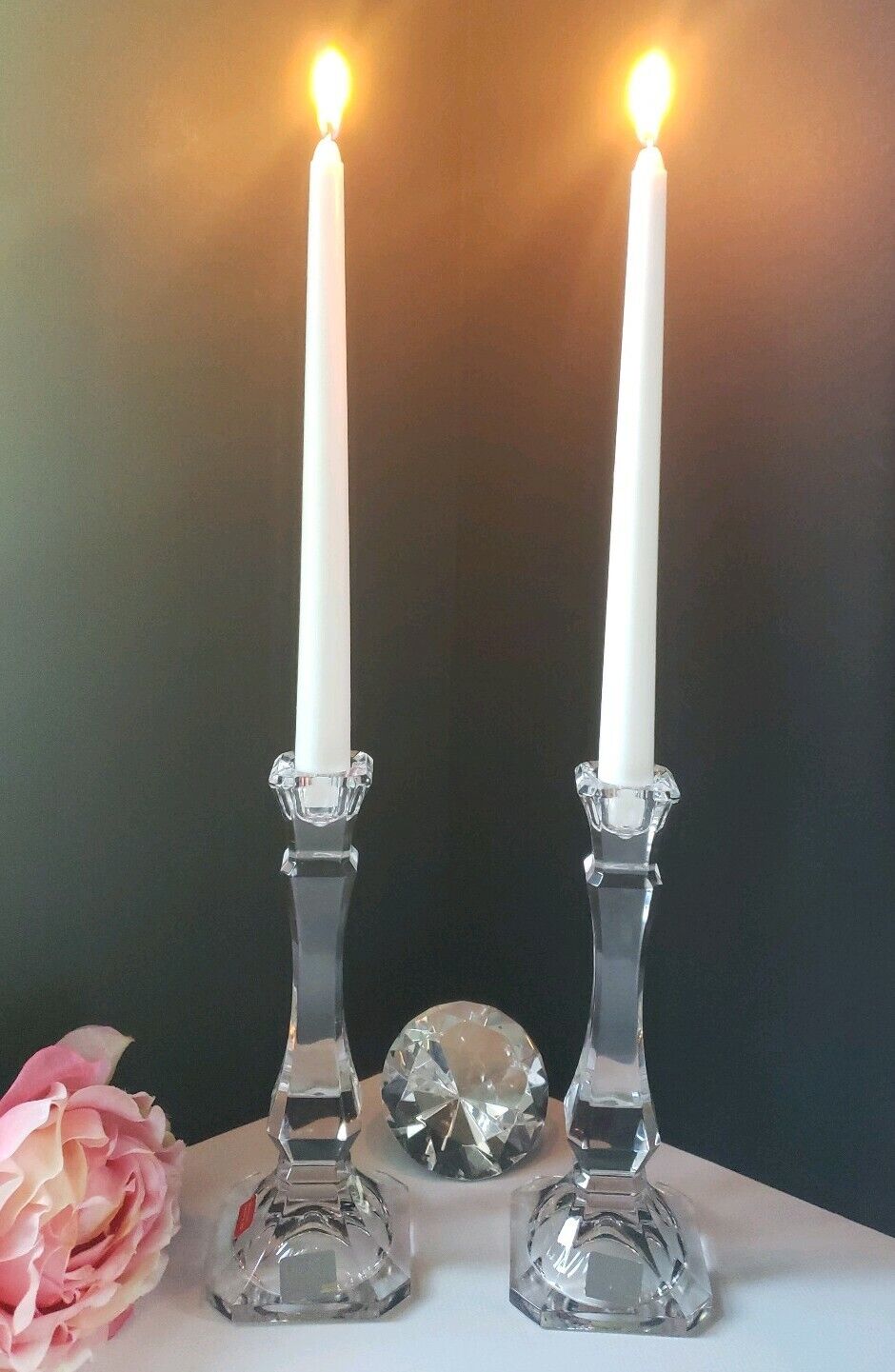 Mikasa - Pair of Lead Crystal Candle Holders  Made in Austria - NEW/DISPLAY ITEM Mikasa