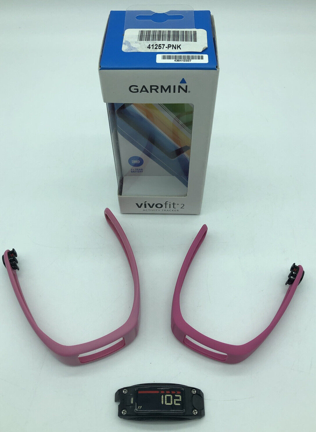 Garmin Vivofit 2 Activity Tracker Fitness Pink Xtra Band L S Box NO ANT USB READ Garmin 41257-PNK
