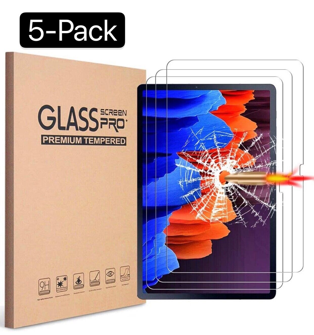 5Pcs For Samsung Galaxy Tab A7 10.4" T500 / T505 Tempered Glass Screen Protector Unbranded Does Not Apply
